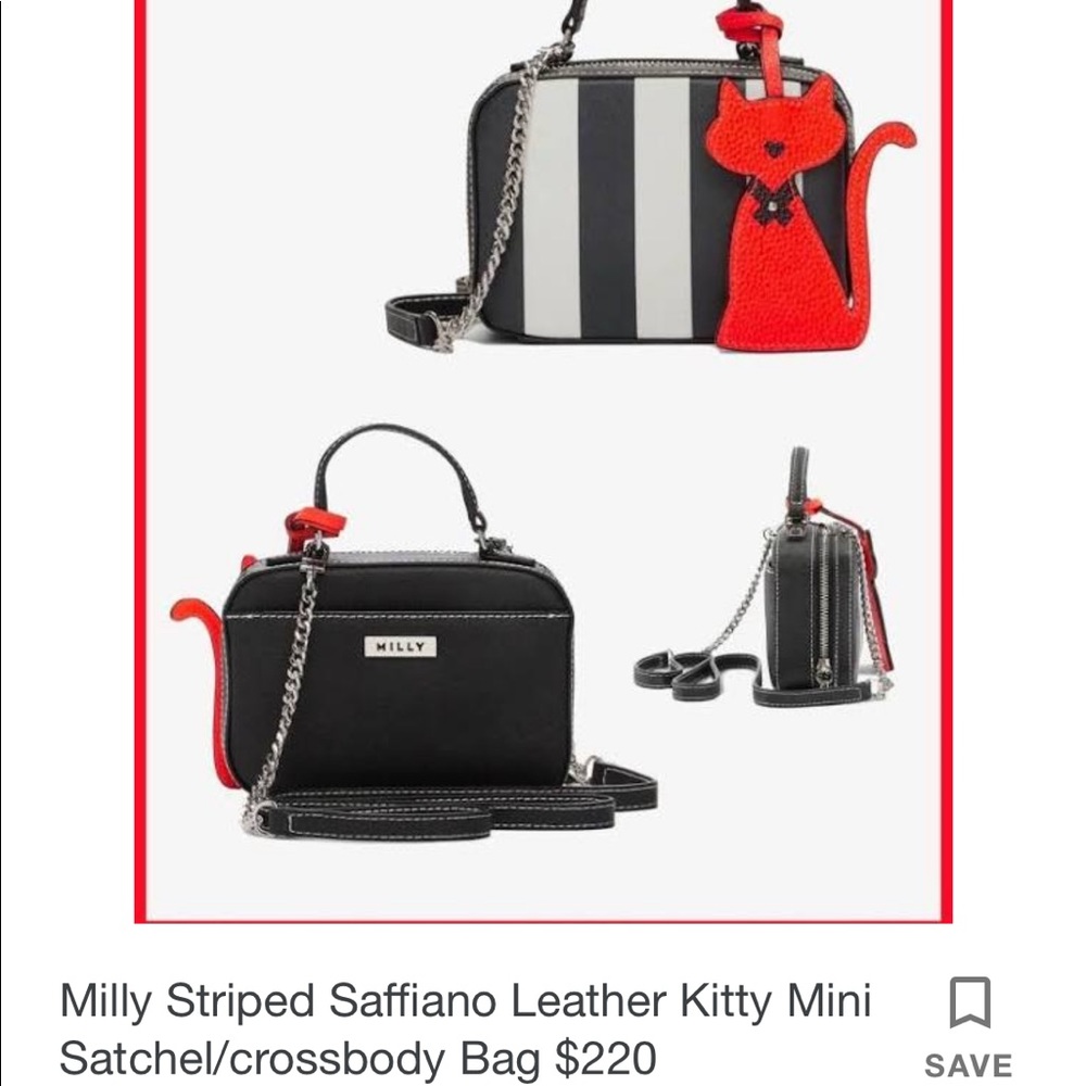 MILLY STRIPED SAFFIANO LEATHER KITTYMINI CROSSBODY